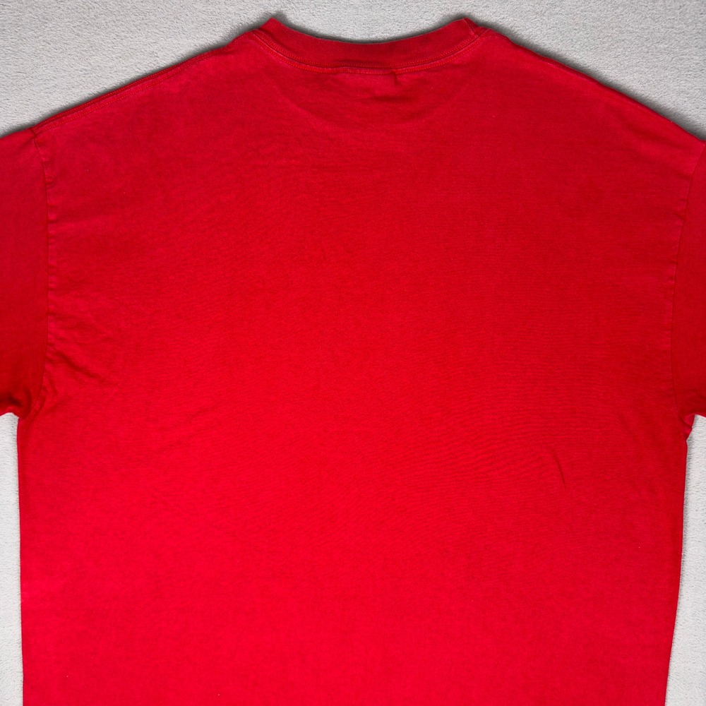 Y2K Adidas Center Logo Red T-Shirt Mens XL Short Sleeve Three Stripe Tee Cotton - Picture 4 of 7
